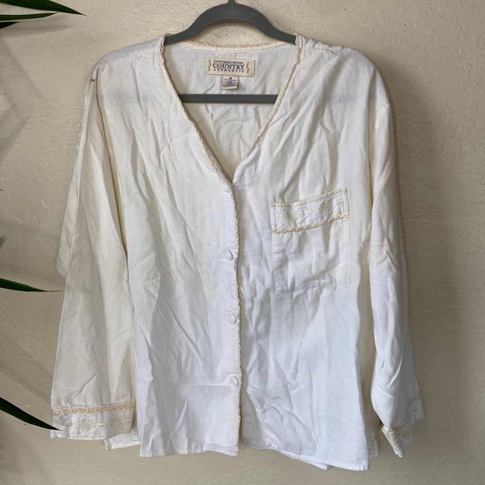 Victoria’s Secret country, authentic cotton button down pajama shirt 100% cotton